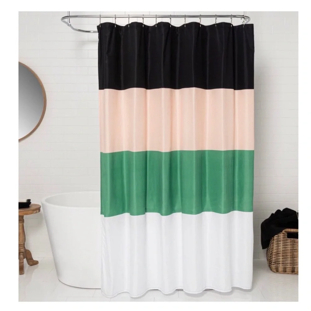 Room Essentials Microfiber Large Colorblock Shower Curtain (NWT)